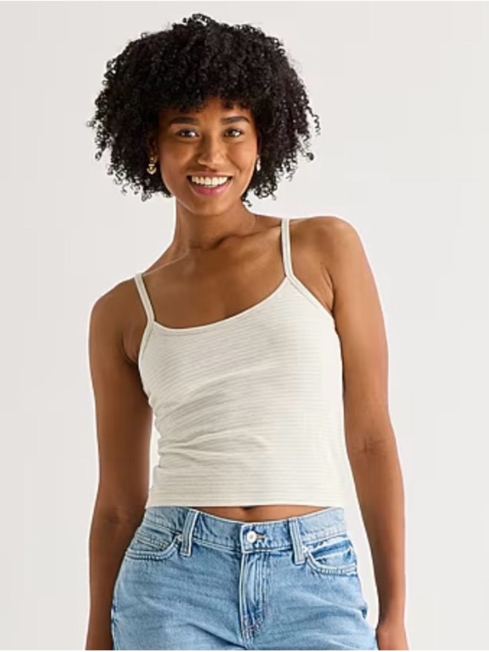 Xersion Cream Ribbed Spaghetti Strap Camisole